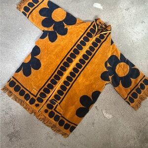 Vintage Daisy top Jacket vintage Terry cloth, towel jacket, Daisy print